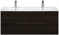 BES LED Seville Badmeubelset 120 cm - 2 Laden Black Oak Edge Greep - Wastafel Enjoy Dubbel