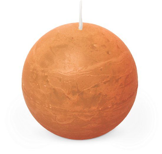 Spaas Kaars rustiek bol 80 mm oranje