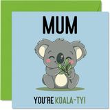 Verjaardagskaarten Koala-Ty Verjaardagskaarten voor mama - grappige gelukkige verjaardagskaart voor mama van zoon dochter, moederdagkaart voor moeder, 145 mm x 145 mm grap wenskaarten voor vrouwen haar