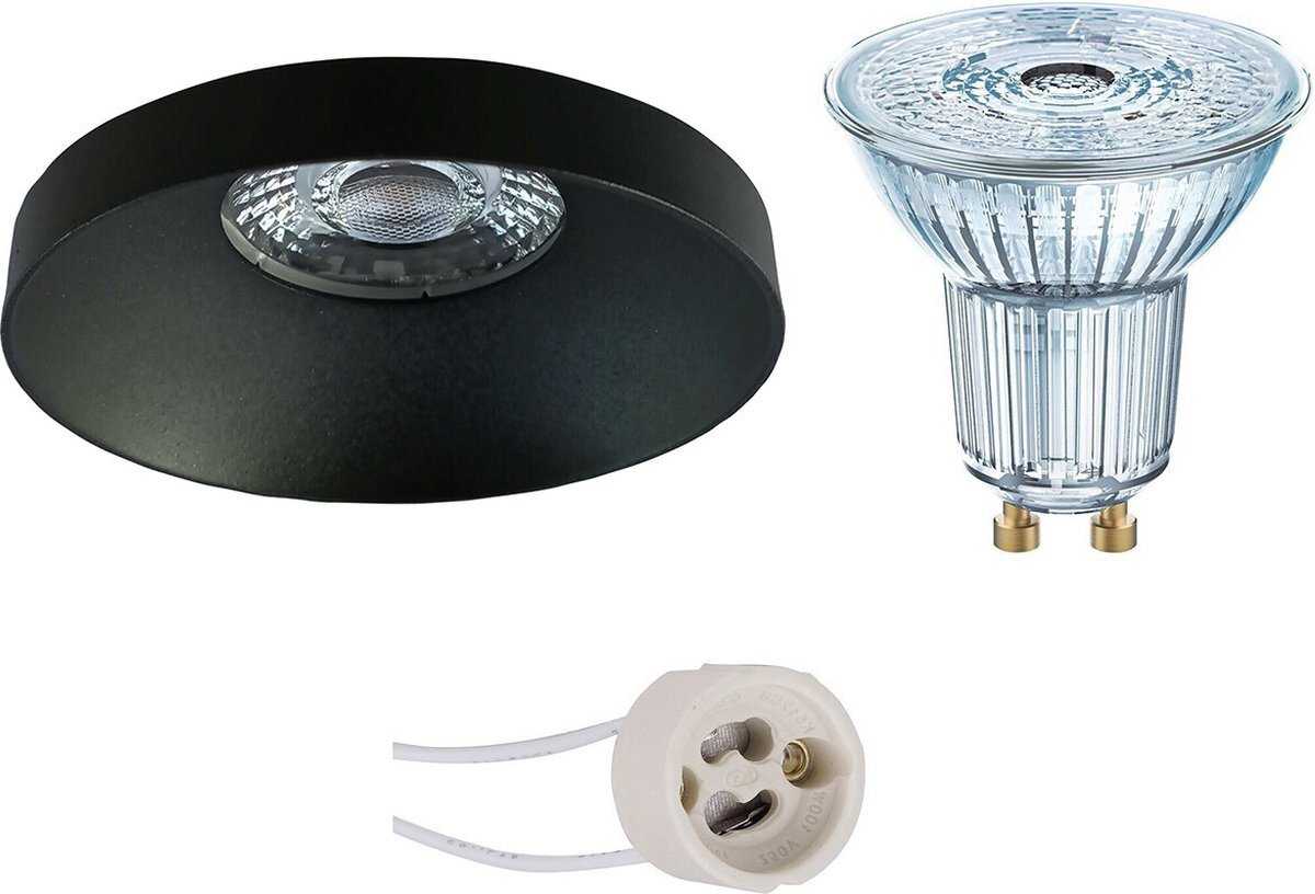 Qualu LED Spot Set - OSRAM Parathom PAR16 940 36D - Proma Vrito Pro - GU10 Fitting - Dimbaar - Inbouw Rond - Mat Zwart - 5.5W - Natuurlijk Wit 4000K - Ø82mm