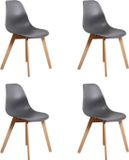Viking Choice KITO - Eetkamerstoelen - set van 4 eettafel stoelen - grijs