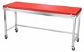 GOLDINOX Plan de travail en acier inoxydable, 2000x600 mm, avec planche à découper rouge et renfort, équipé de roulettes. PREMIUM