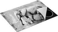 Chefcare Inductie Beschermer Olifant Zwart Wit 75x55cm