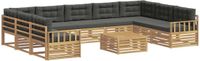 vidaXL Hoek loungeset 9 zitplaatsen Acacia hout Wit en antracietkleurig