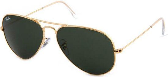 Ray-Ban RB3025 Aviator Zonnebril - Goudkleurig - Groene Lenzen - 58mm