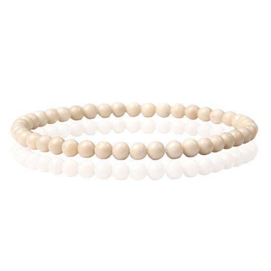 Memphis Natuursteen Armband - 4mm Fossil - 23cm
