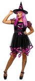 Rubies Neon-koekoeks-heksenkostuum voor dames, jurk en hoed, kleur roze, officieel Halloween, carnaval, feest en cospplay
