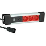 Bachmann CONNECTUS 3xCEE7/3, 10A C14-stekker, rood, 2 m