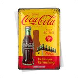 Nostalgic-Art Coca-Cola in Flessen Geel Metalen Kaart