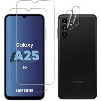 Phonillico® Gehard glas voor Samsung Galaxy A25 5G en camerabescherming [Pack 2]