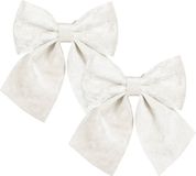 House of Seasons ornements de nœud de Noël - 2x - blanc - 20 x 24 cm - velours polyester - nœud de Noël