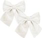 House of Seasons ornements de nœud de Noël - 2x - blanc - 20 x 24 cm - velours polyester - nœud de Noël