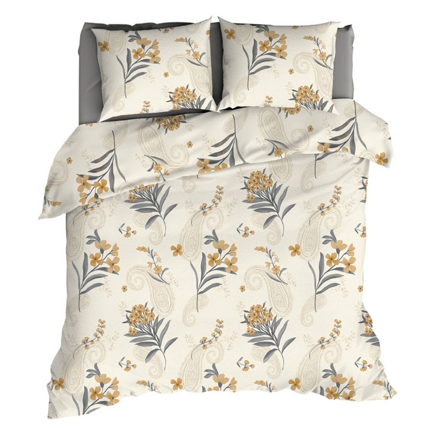 Romanette Farah Dekbedovertrek - Eenpersoons - 140x200/220 cm - Beige/antraciet - 8716057142601