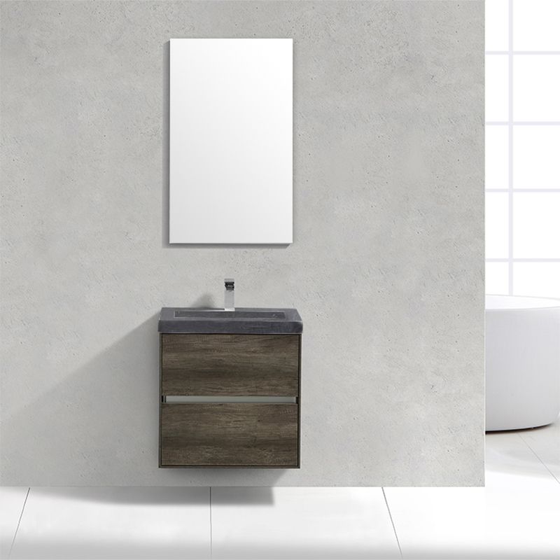 Badkamerplanet Badkamermeubel Trento Slim Greeploos 60 cm Century Oak met Natuurstenen Wasbak