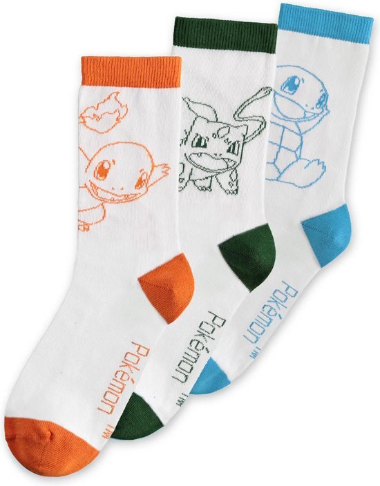 Difuzed pokémon - starters crew socks (3pack)