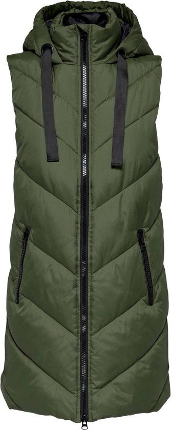 JDY Skylar Padded Hood Waistcoat OTW - Women's Vest - Size S - Forest Night