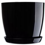 Merkloos Kadax Bloempot, plantenpot met onderschotel, ronde bloempot voor binnenshuis, elegante sierpot van kunststof, bloempot voor bloemen en planten, lichtgewicht plantenpot (Ø 20 cm, zwart)