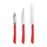 Amefa - Eclat - Set van 3 messen Rood: Office, dunschiller, kleine groenten
