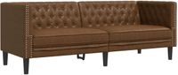 vidaXL - Driezitsbank - Chesterfield-stijl - kunstsuède - bruin