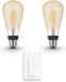 Philips Hue Uitbreidingspakket - E27 - met 2 Filament Edisonlampen Groot (ST72) - Warmwit Licht - Incl. 1 Hue Dimmer Switch - Hue White Filament