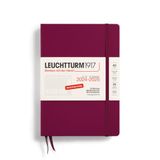LEUCHTTURM1917 370634 Academische weekplanner 2025, medium A5, hardcover, 18-maanden-kalender, 80 g, gelinieerd, Port Red