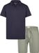 Phil & Co Heren Korte Pyjama Set Shortama Badstof Blauw/Groen - Maat XL