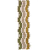 Flair Rugs laagpolig wollen rechthoekige vloerkleed met print 300x80 cm - groen