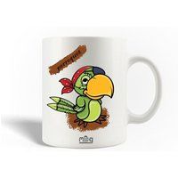 Keramische mok maniacase Cartoon Funny Papegaai Piraat Groen