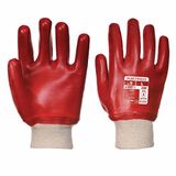 Portwest A400 PVC Tricot Manchet Handschoen Volledig Gecoat PVC | Rood, XL