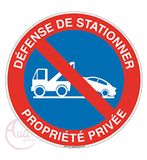 AUA SIGNALETIQUE - Afweerbord voor privéparkeerplaats met ritssluiting - Ø 450 mm, aluminium Dibond 3 mm