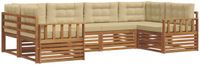 vidaXL - Hoek loungeset - 6 zitplaatsen - Natuurlijk en beige - Massief acacia hout