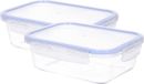 CM Récipient de conservation/boîte à lunch - 2x - hermétique - avec clips - verre - 22 x 16 x 8 cm - 1500 ml
