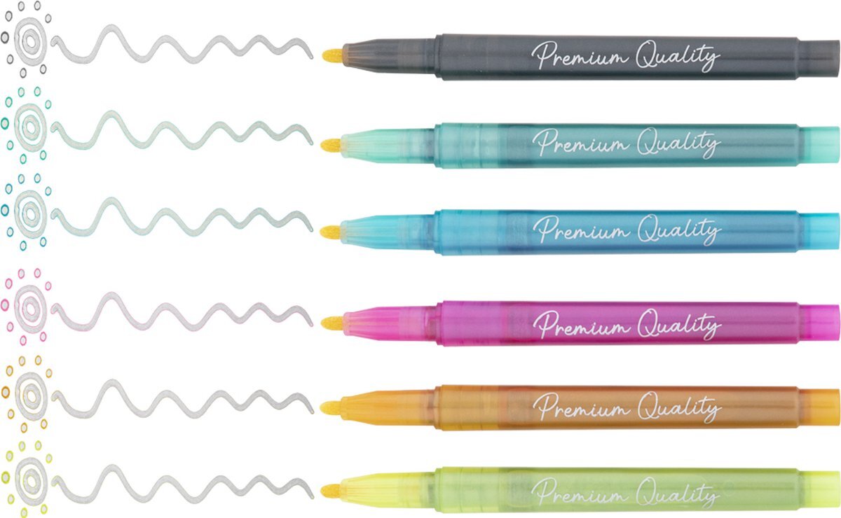 Craft Sensations Outline Markers | 6 stuks | Basiskleur Zilver | Tekenen voor kinderen en volwassenen | Kleuren | Bullet Journal