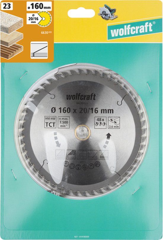 Wolfcraft Handcirkelzaagblad HM 160mm 48 Tanden