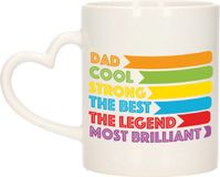 Bellatio Decorations Cadeau koffie/thee mok voor papa - hartjes handvat - multi - 300 ml - Vaderdag
