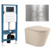 QeramiQ Dely Toiletset - Inbouwreservoir - Beige