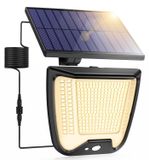 Applique murale solaire avec détecteur de mouvement, 288 LED, câble de 5 mètres, protection IP65