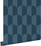 ESTAHome behang art deco bogen vergrijsd donker blauw - 53 cm x 10.05 m