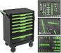 JBM Chariot à outils avec 7 tiroirs 154 pièces vert