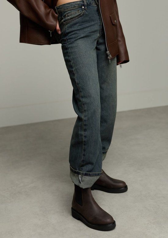 Sacha Dames Bruine leren chelsea boots Maat 39