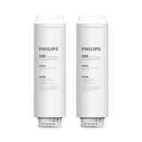 PHILIPS AUT820/10 gootsteenfilter, 2 stuks, actieve kool, QuickTwist Change, elimineert 99% chloor, zuiver water voor badkamer en keuken, kunststof