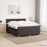 vidaXL Boxspringbed met matras en LED-verlichting, donkerbruin, 140 x 200 cm