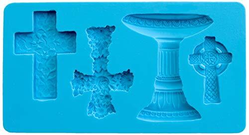 Ibili Fondant-3D-bakvorm kruis, silicone, blauw, 12,5 x 8 x 12,5 cm