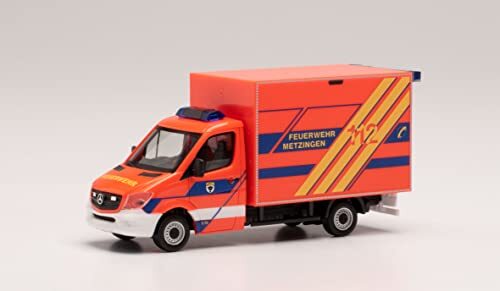 Herpa 096690 Mercedes-Benz Sprinter koffer-vrachtwagen brandweer slabbetingen in miniatuur om te knutselen en als cadeau, meerkleurig