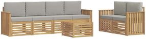 vidaXL Bankenset voor buiten, 7-delig, wit en lichtgrijs, polyester