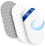 Hoeslakens Kinderwagen elastische rand set van 3 Matrasbeschermer baby | waterdicht met elastische rand 36x78 cm 2x Hoeslaken baby voor ledikant bijzetbed wieg reiswieg accessoires bed grijs