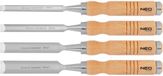 Neo 37-800 - Houtbeitelset - 6-24 mm - 4 Stuks - Houten Handgreep