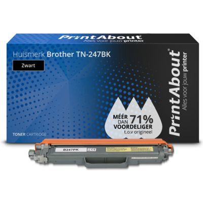 PrintAbout Huismerk Brother TN-247BK Zwart Toner | Hoge capaciteit