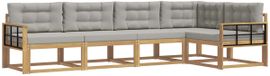 vidaXL Ensemble de canapé d'extérieur 4 pièces Blanc et Gris clair Polyester
