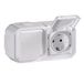 Legrand Dubbel stopcontact 16 A met aardingscontact aan de zijkant, Plexo, waterdicht IP55, oppervlaktemontage, wit, 069772LE